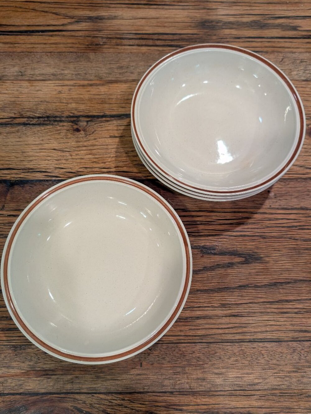 ​Vintage Hearthside Casual Elegance 4 Bowls 8" Replacement Brown Band Japan